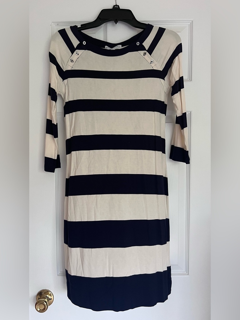 Banana Republic Navy and Cream Striped Midi Dress